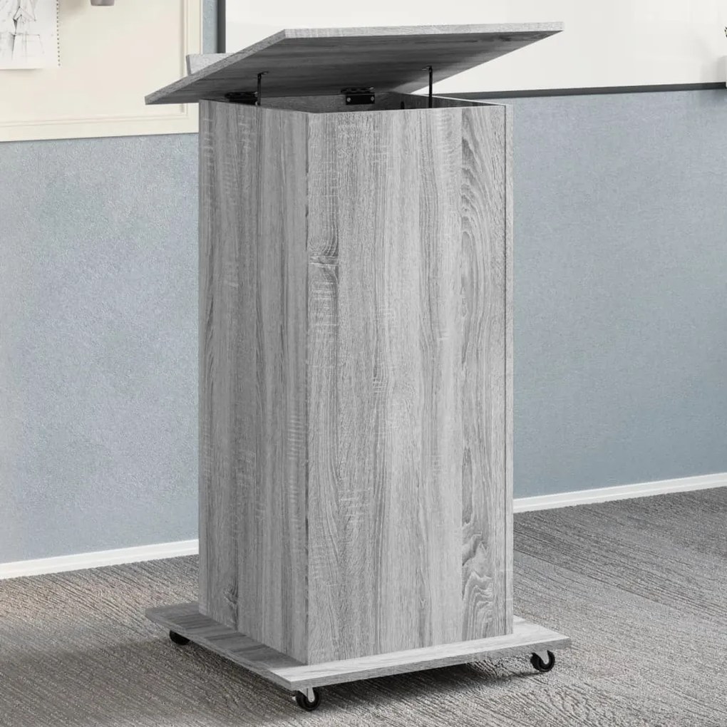 vidaXL Αναλόγιο με Ροδάκια &amp; Συρτάρι Γκρι Sonoma 55x55x107εκ Επεξ Ξύλο