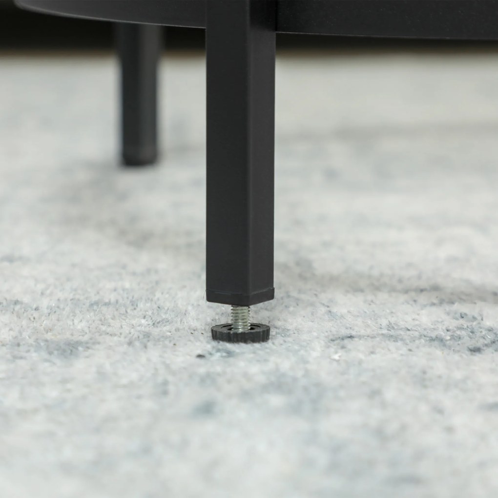 HOMCOM Στρογγυλό βοηθητικό τραπέζι με γυάλινη επιφάνεια και μεταλλικό σκελετό, μικρό τραπεζάκι σαλονιού για σαλόνι, υπνοδωμάτιο, Μαύρο