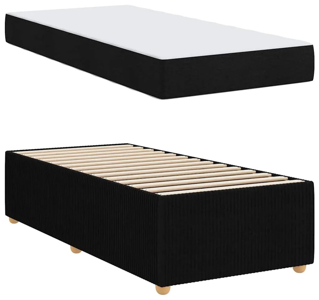 vidaXL Σκελετός κρεβατιού με στρώμα Μαύρο 100 x 200 cm ύφασμα