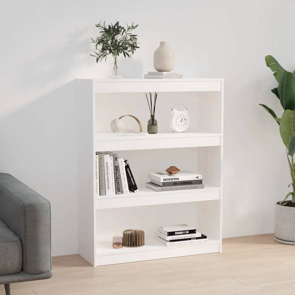 vidaXL Βιβλιοθήκη/Διαχωριστικό Χώρου Λευκή 80x30x103,5 εκ. Μασίφ Πεύκο