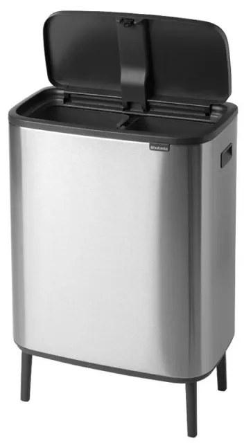 Κάδος Brabantia Bo Touch Hi 1001265, 2x30 l, Στεγανή εφαρμογή στον τοίχο, Ρύθμιση ποδιού, Ανθεκτικό στα δακτυλικά αποτυπώματα, Inox/matt