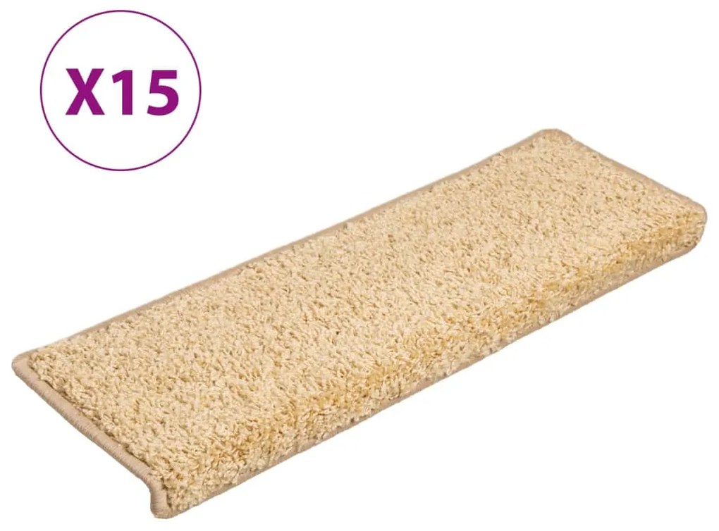 vidaXL Πατάκια Σκαλιών 15 τεμ. Λευκό 65x21x4 εκ. με Ορθογώνια Άκρη