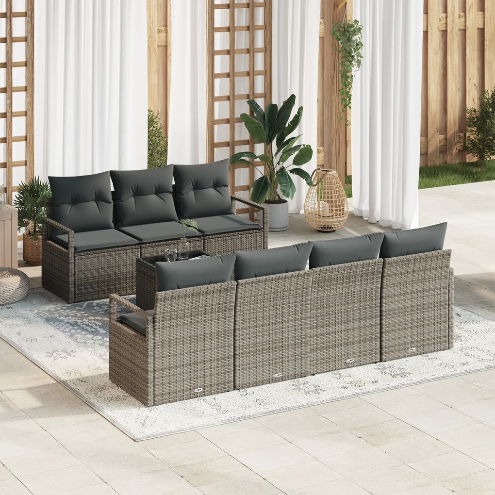 vidaXL 8 τεμαχίων κήπου σαπούνι με γκρι πολυ rattan