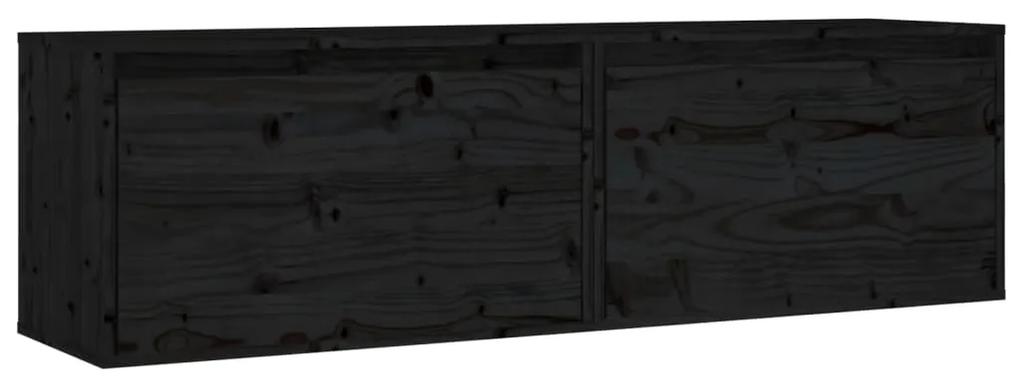 vidaXL Ντουλάπια Τοίχου 2 τεμ. Μαύρα 60x30x35 εκ από Μασίφ Ξύλο Πεύκου