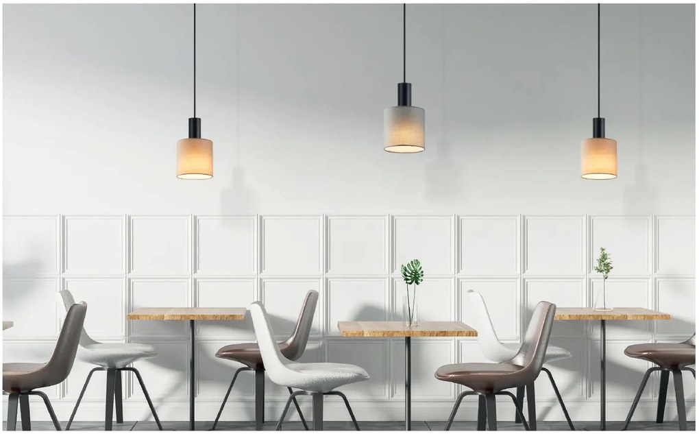 Φωτιστικό Οροφής  SE21-BL-4-SH2 ADEPT TUBE Black Pendant Grey Fabric Shade+ - 77-8512 - 51W - 100W - 77-8512