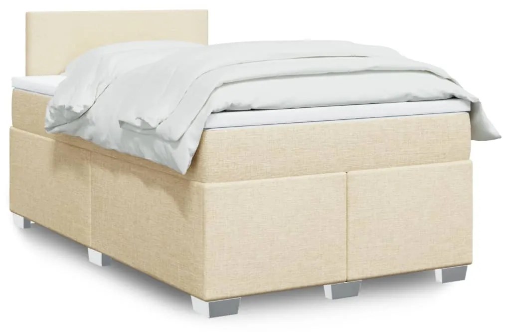 vidaXL Κρεβάτι Boxspring με Στρώμα Κρεμ 120x190 εκ. Υφασμάτινο