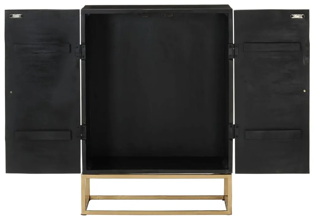 vidaXL Ντουλάπι Μαύρο 55x34x75 εκ. από Μασίφ Ξύλο Μάνγκο και Σίδηρο