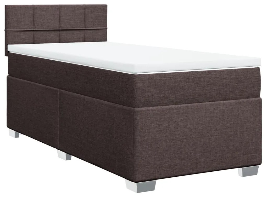 vidaXL Κρεβάτι Boxspring με Στρώμα Σκούρο Καφέ 90x200 εκ. Υφασμάτινο