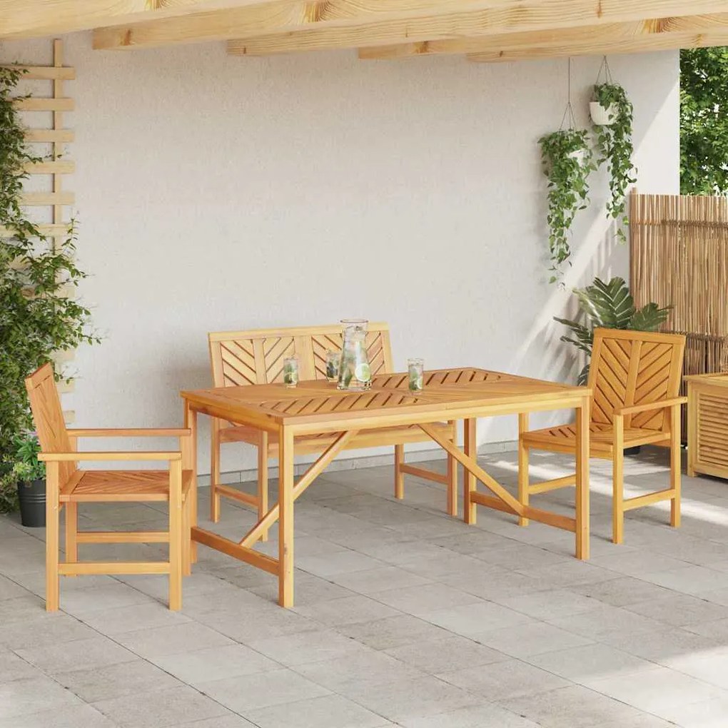vidaXL Σέτ φαγητού για κήπο 4 pcs Καφέ 150 x 90 x 74 cm