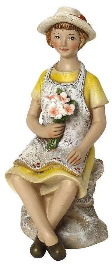 Διακοσμητικό Κορίτσι Με Λουλούδια Σετ 2Τμχ. MT820 Κίτρινο 15X7X6,5Cm Espiel Κεραμικό