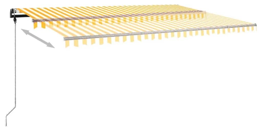 vidaXL Τέντα Συρόμενη Χειροκίνητη Κίτρινο / Λευκό με LED 500 x 300 εκ.