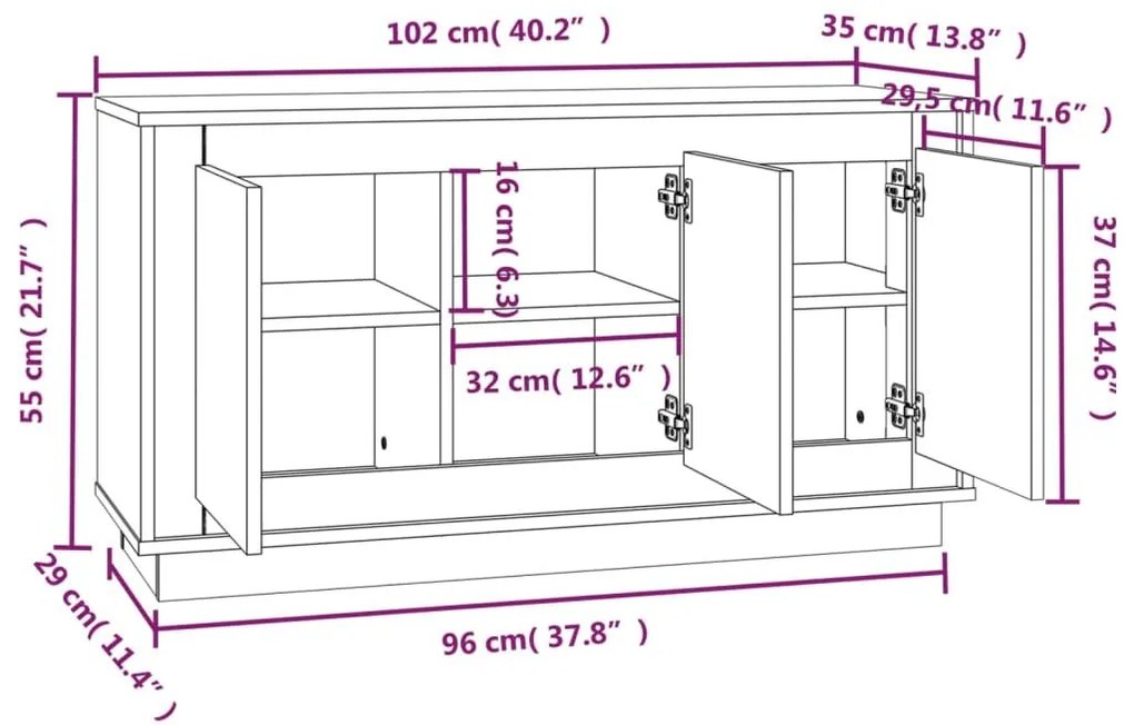 Ντουλάπι Καπνιστή Δρυς 102x35x55 εκ. από Επεξεργασμένο Ξύλο - Καφέ