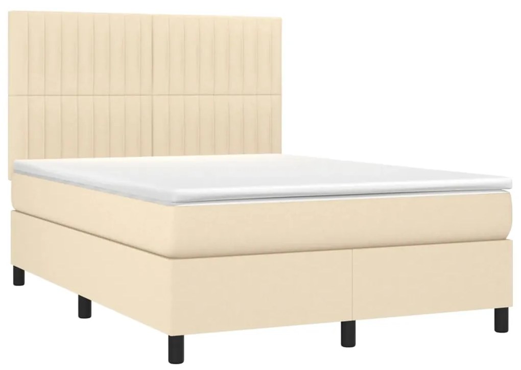 ΚΡΕΒΑΤΙ BOXSPRING ΜΕ ΣΤΡΩΜΑ ΚΡΕΜ 140X190 ΕΚ. ΥΦΑΣΜΑΤΙΝΟ 3141934