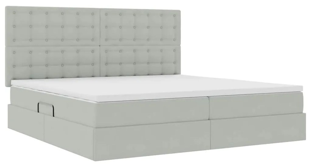 vidaXL Κρεβάτι με αποθηκευτικό χώρο και LED Ανοιχτό γκρι 200 x 200 cm