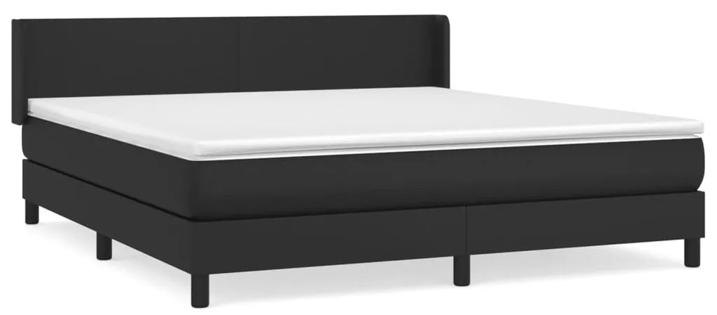 vidaXL Κρεβάτι Boxspring με Στρώμα Μαύρο 180x200εκ.από Συνθετικό Δέρμα