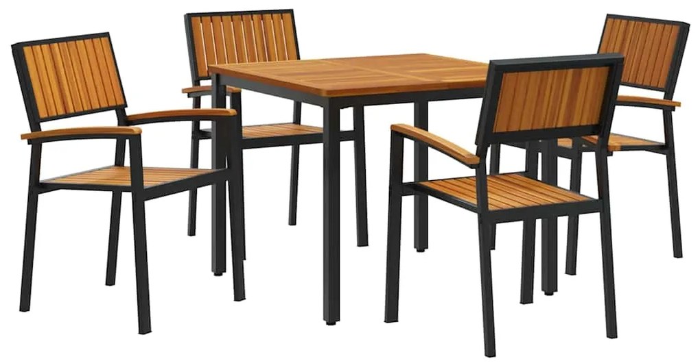 vidaXL Σέτ φαγητού για κήπο 5 pcs Μαύρο και καφέ 90 x 90 x 75 cm