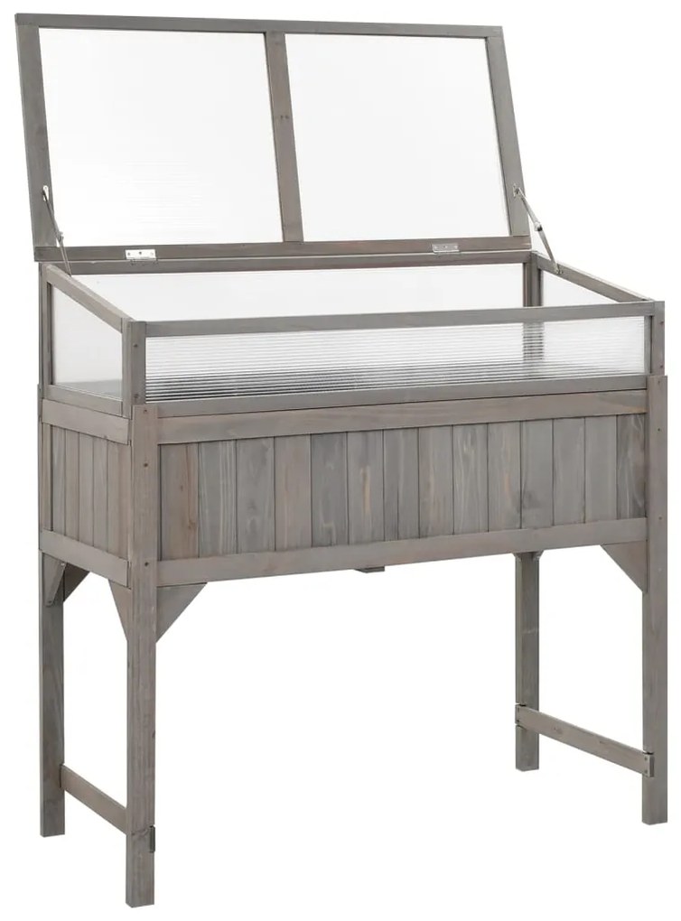 vidaXL Ζαρντινιέρα Υπερυψωμένη με Θερμοκήπιο 110x54x120 εκ Ξύλο Ελάτης