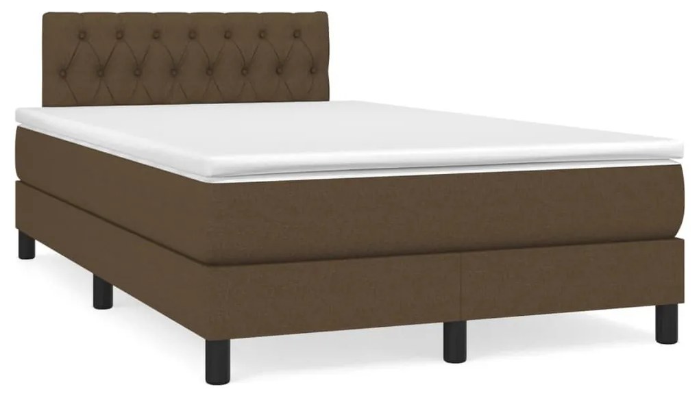 Κρεβάτι Boxspring με Στρώμα & LED Σκ.Καφέ 120x190εκ. Υφασμάτινο 3270063