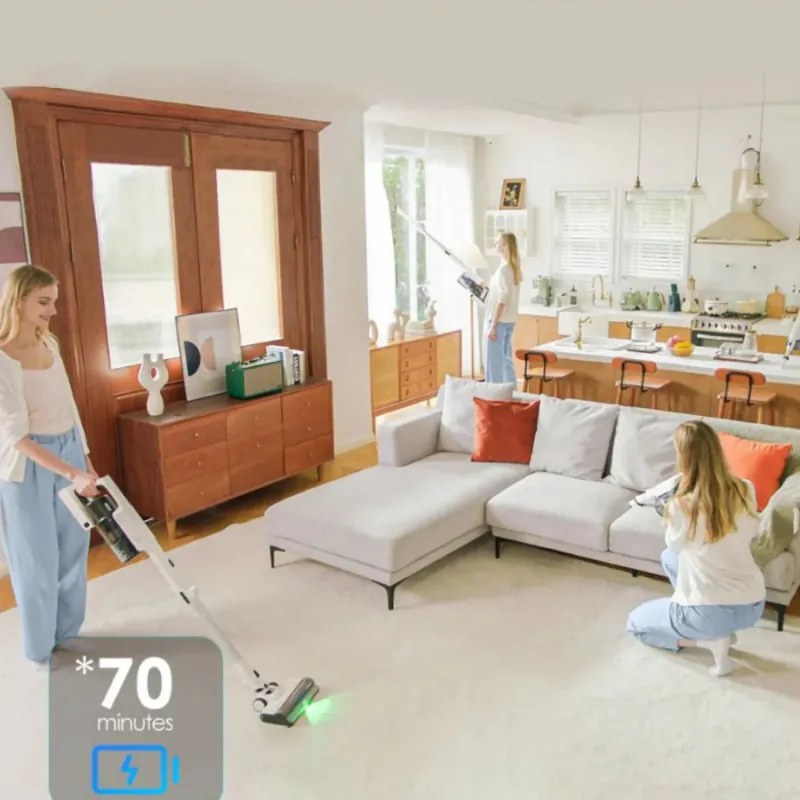 Κάθετη ηλεκτρική σκούπα Tineco Pure One A50S, 185W, 1000 ml, 70 λεπτά, φιλτράρισμα Multi-Cyclone + HEPA, ακροφύσιο 3DSense, LED, Λευκό