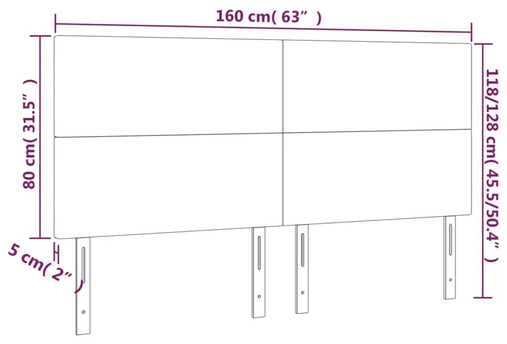 Κεφαλάρια Κρεβατιού 4 τεμ. Μαύρα 80 x 5 x 78/88 εκ. Βελούδινο - Μαύρο