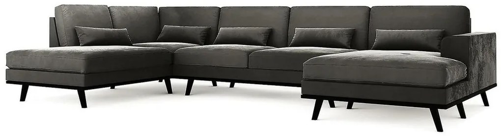Γωνιακός Καναπές Seattle K101, Γκρι, 351x202x85cm