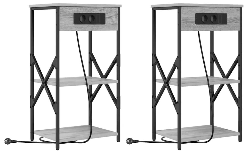 vidaXL Κομοδίνο 2 pcs Γκρι sonoma 41 x 31 x 76 εκ. Επεξεργασμένο ξύλο