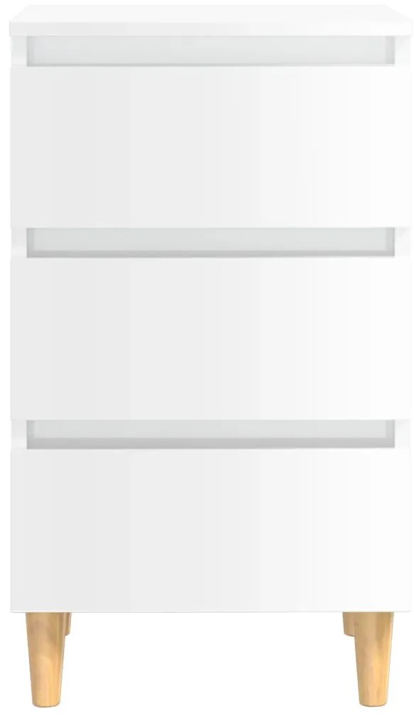 vidaXL Κομοδίνα 2 τεμ. Γυαλ. Λευκό 40 x 35 x 69 εκ. με Ξύλινα Πόδια