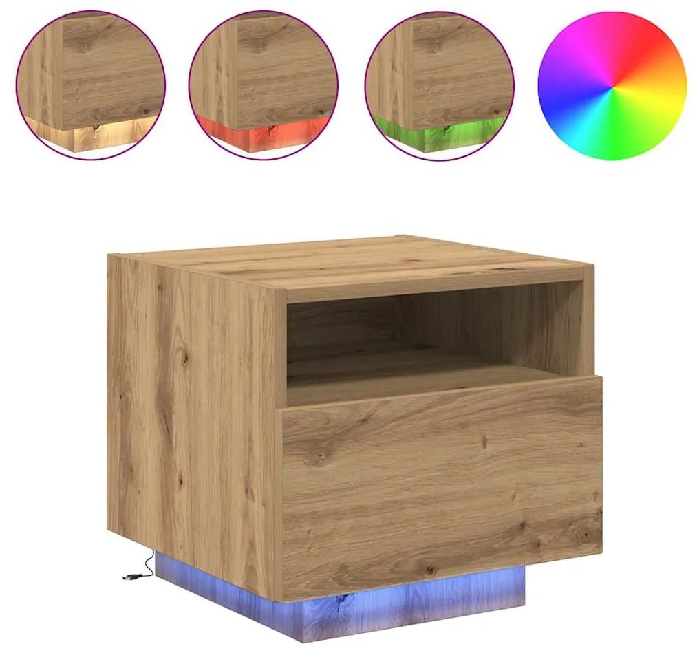 vidaXL Κομοδίνο artisan δρυς 40 x 39 x 37 εκ Επεξεργασμένο ξύλο