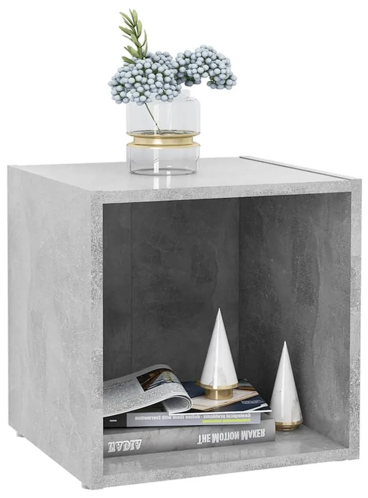 vidaXL Έπιπλα Τηλεόρασης 2 τεμ. Γκρι Σκυροδ. 37x35x37 εκ. Επεξ. Ξύλο