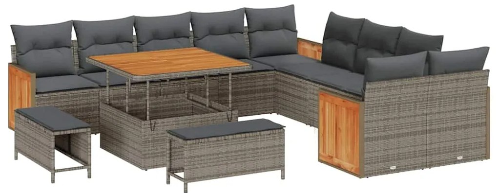 vidaXL Σετ Καναπέ Κήπου με μαξιλάρι 13 pcs Γκρι 100 x 100 x 71 cm