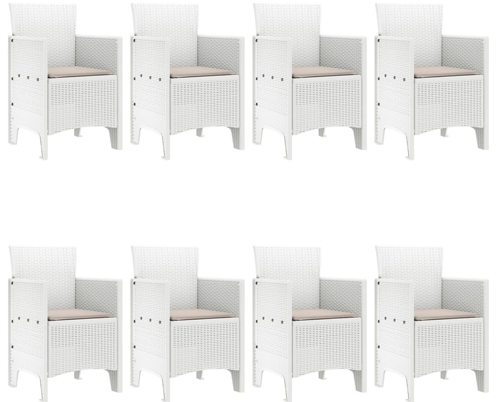 vidaXL Σετ Φαγητού Κήπου 9 pcs Λευκό Ρατάν & Γυαλί