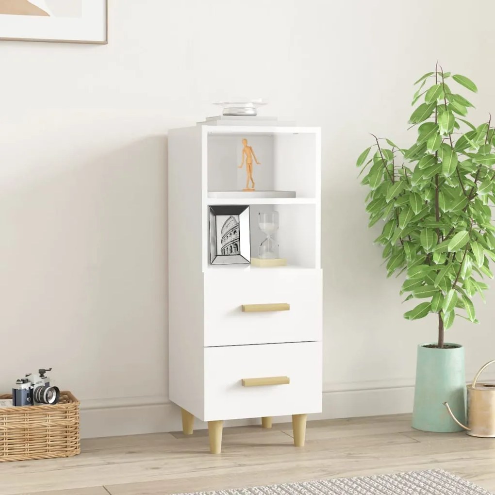 vidaXL Ντουλάπι Γυαλιστερό Λευκό 34,5x34x90 εκ. Επεξεργασμένο Ξύλο