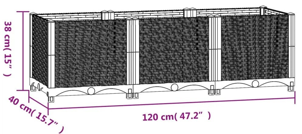 Ζαρντινιέρα 120 x 40 x 38 εκ. από Πολυπροπυλένιο - Γκρι