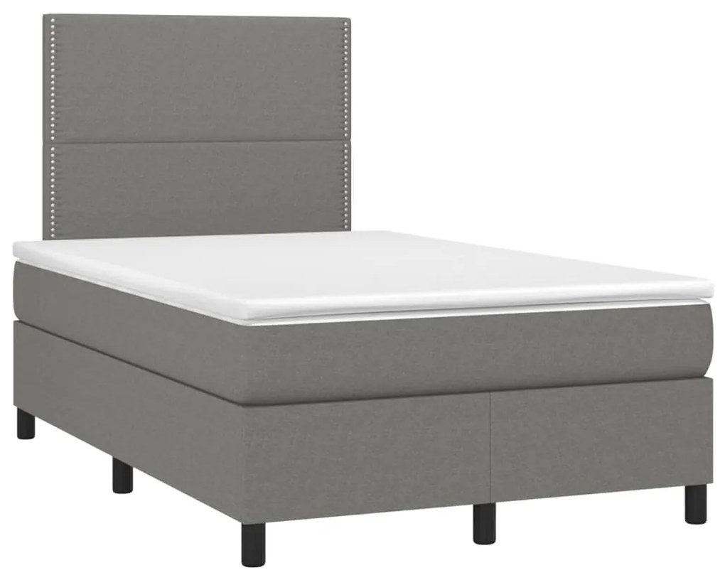 vidaXL Κρεβάτι Boxspring με Στρώμα Σκούρο Γκρι 120x200 εκ. Υφασμάτινο