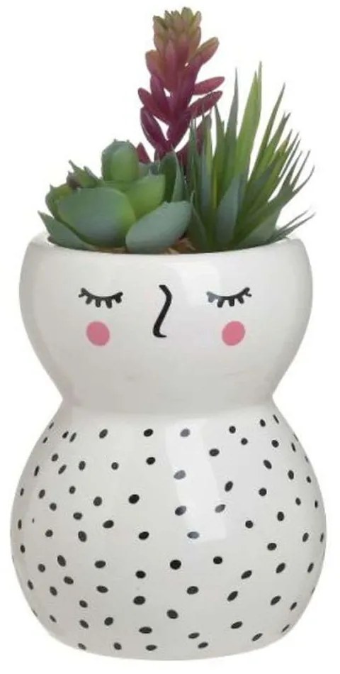 Διακοσμητικό Φυτό Σε Γλάστρα 3-85-475-0263 Φ9x18cm Green-White Inart Plastic