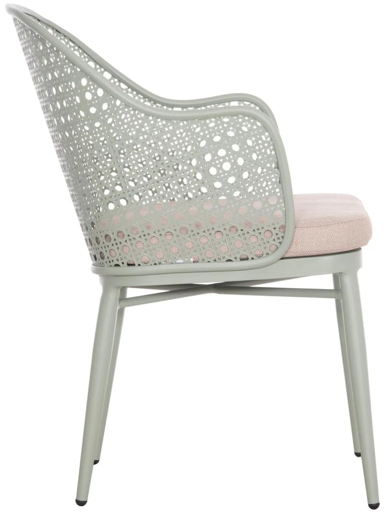 Καρέκλα - Πολυθρόνα OREGO C6268.06 Αλουμινίου Φυστικί με Μαξιλάρι Γκρί 56x59x81Υ εκ. 56x59x81 εκ.