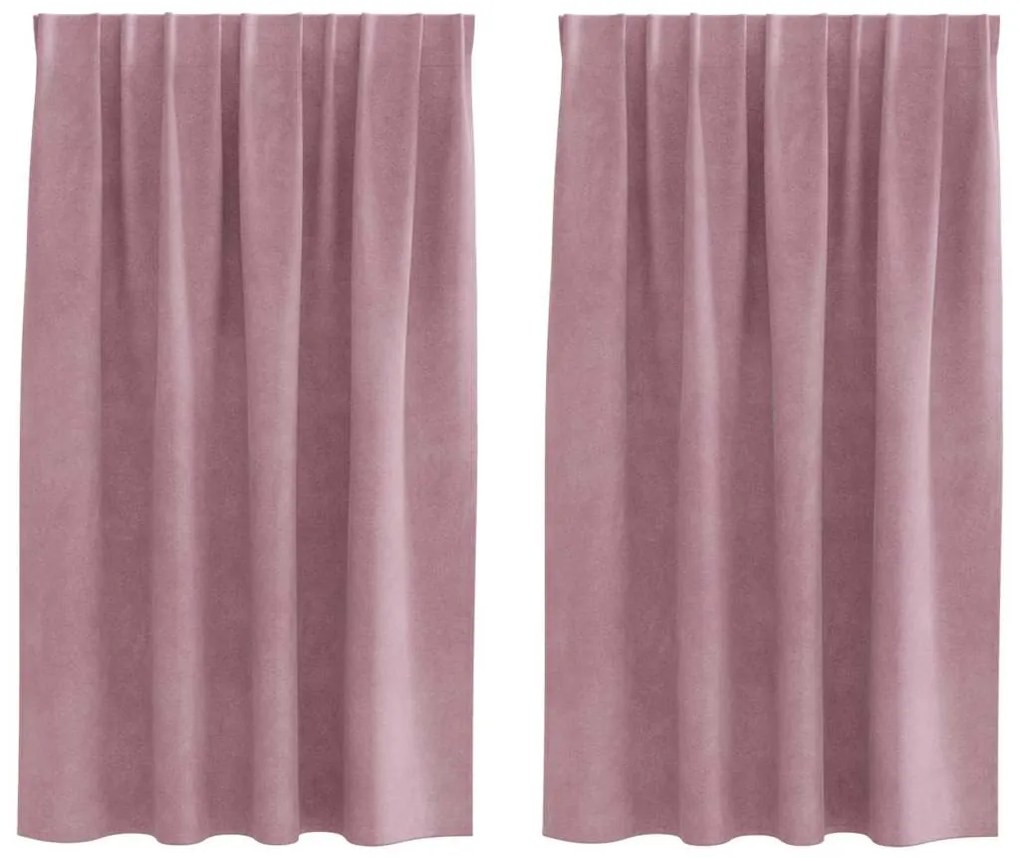 vidaXL Κουρτίνες με κουρτίνες 2 pcs Σκούρο Ροζ 140 x 140 cm Βελούδο