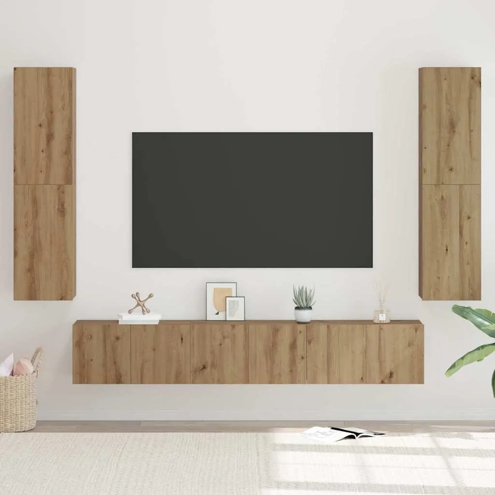 vidaXL Σετ επίπλου τηλεόρασης 7 pcs artisan δρυς 60 x 30 x 30 cm
