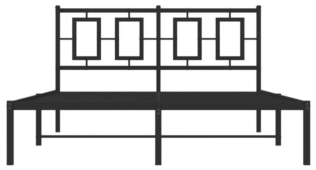 Μεταλλικό Πλαίσιο Κρεβατιού με Κεφαλάρι Μαύρο 135 x 190 εκ. - Μαύρο