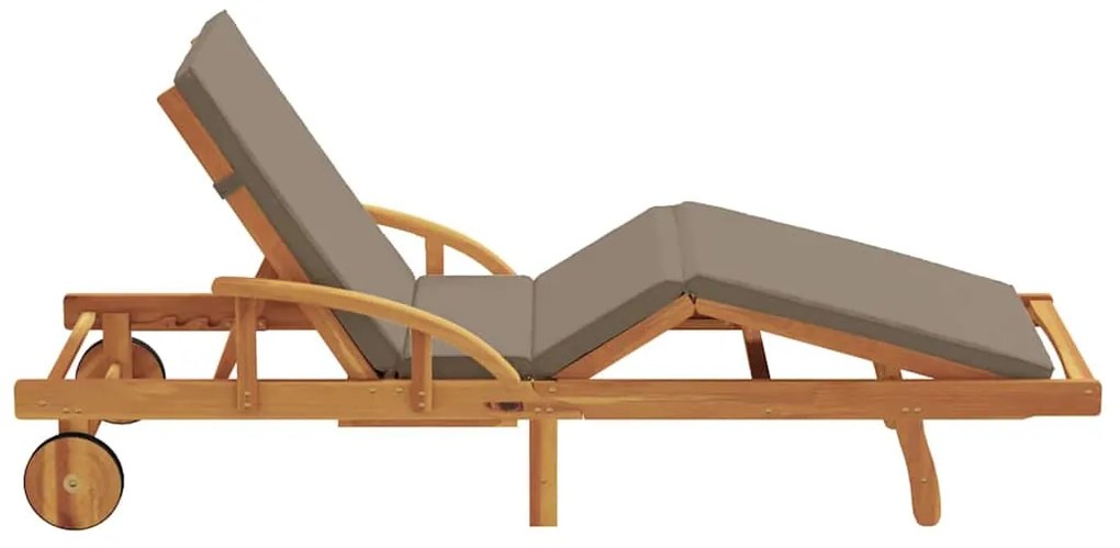 vidaXL Ξαπλώστρα με μαξιλάρι Taupe 200 x 67 x 84εκ Μασίφ ξύλο ακακίας