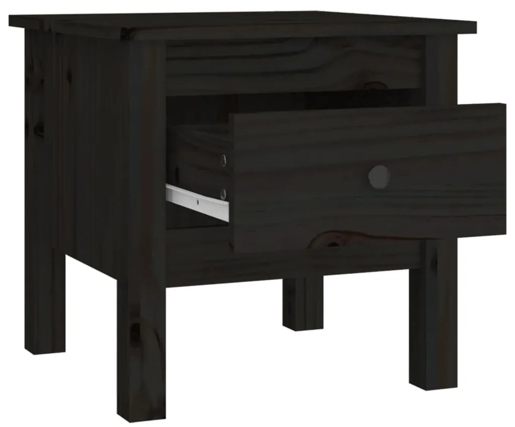 vidaXL Βοηθητικό Τραπέζι Μαύρος 40 x 40 x 39 εκ. από Μασίφ Ξύλο Πεύκου