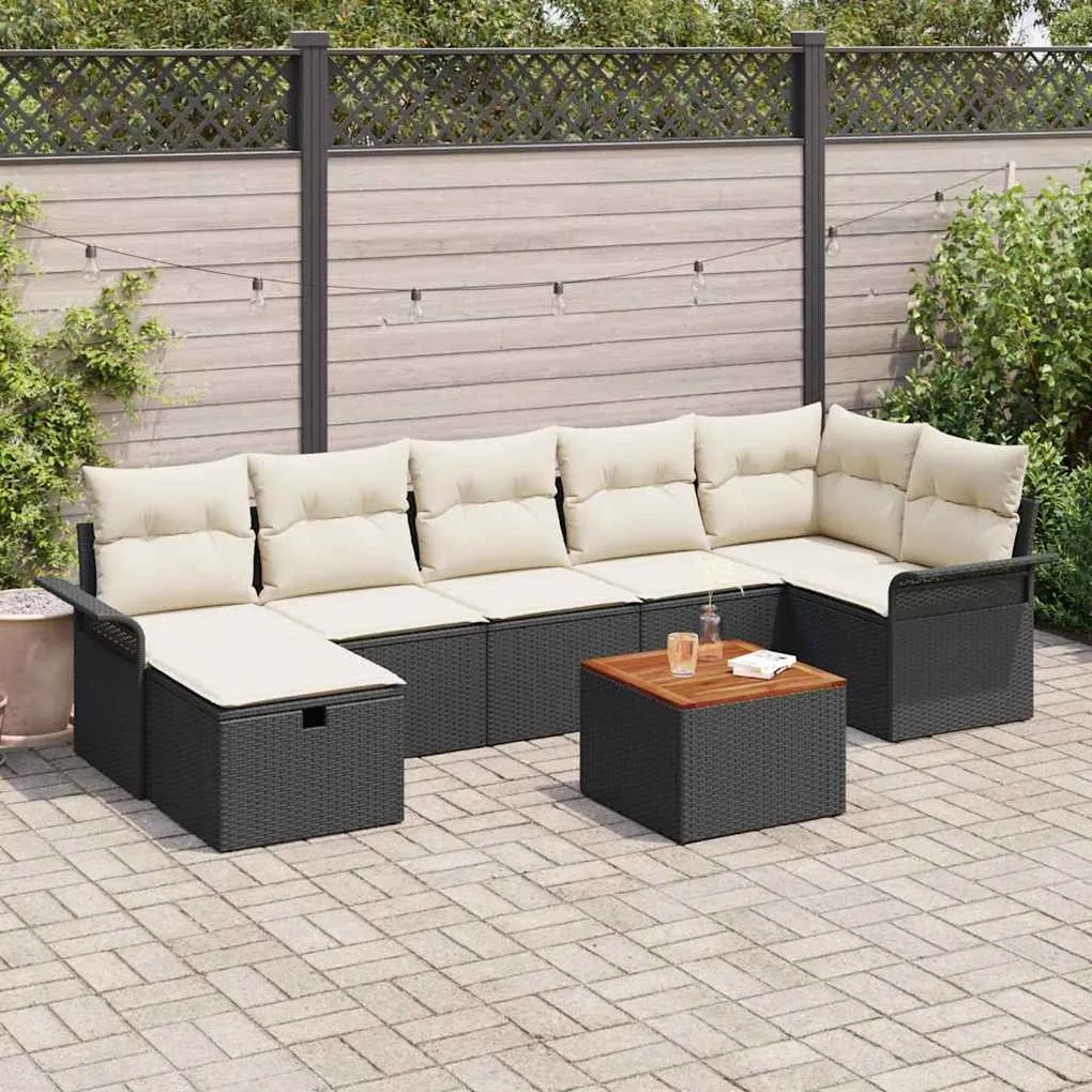 vidaXL Σετ Καναπέ Κήπου 8 pcs Μαύρο συνθετικό ρατάν