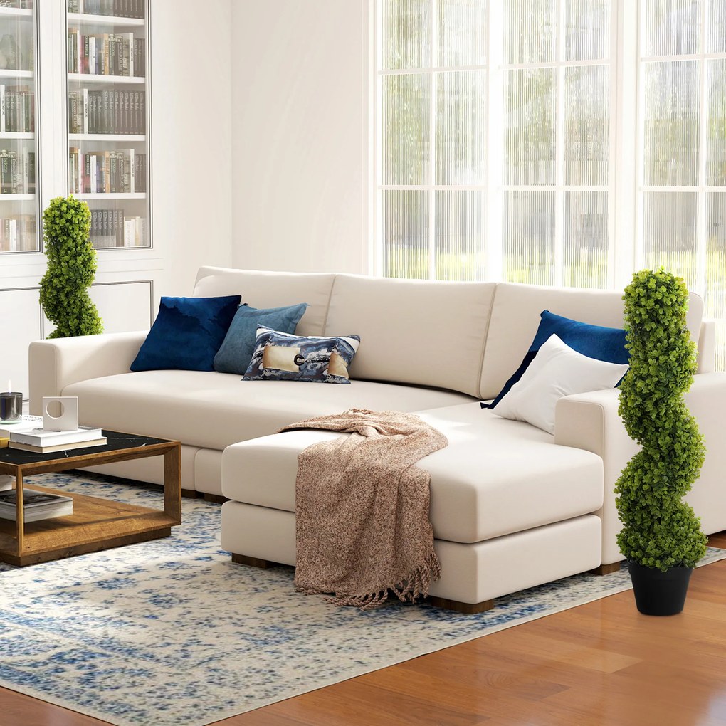 HOMCOM Σετ 2 Τεχνητών Φυτών σε Γλάστρα, Τεχνητά Φυτά για Σπίτι, Εσωτερικού Χώρου, Εξωτερικού Χώρου, 90 cm, Πράσινο