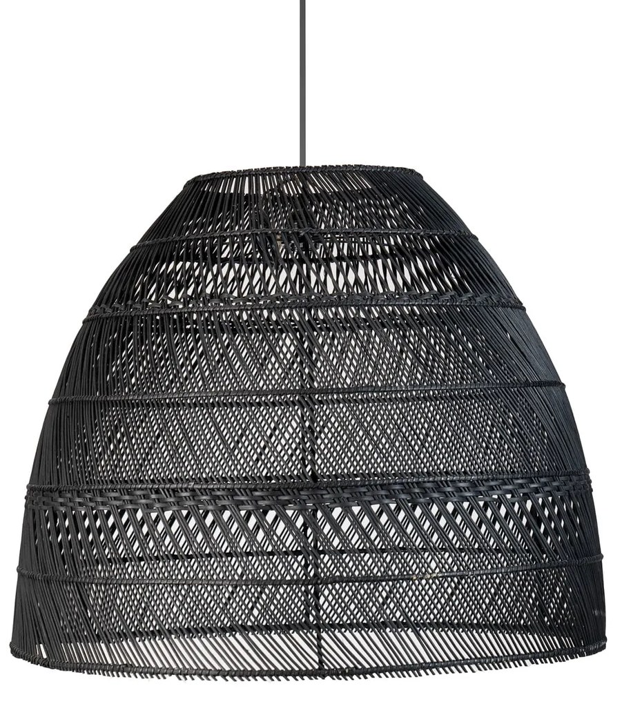 Ceiling Light S Line Ø73cm Rattan Cuba Μαύρο Χειροποίητο Κρεμαστό S1466-0071