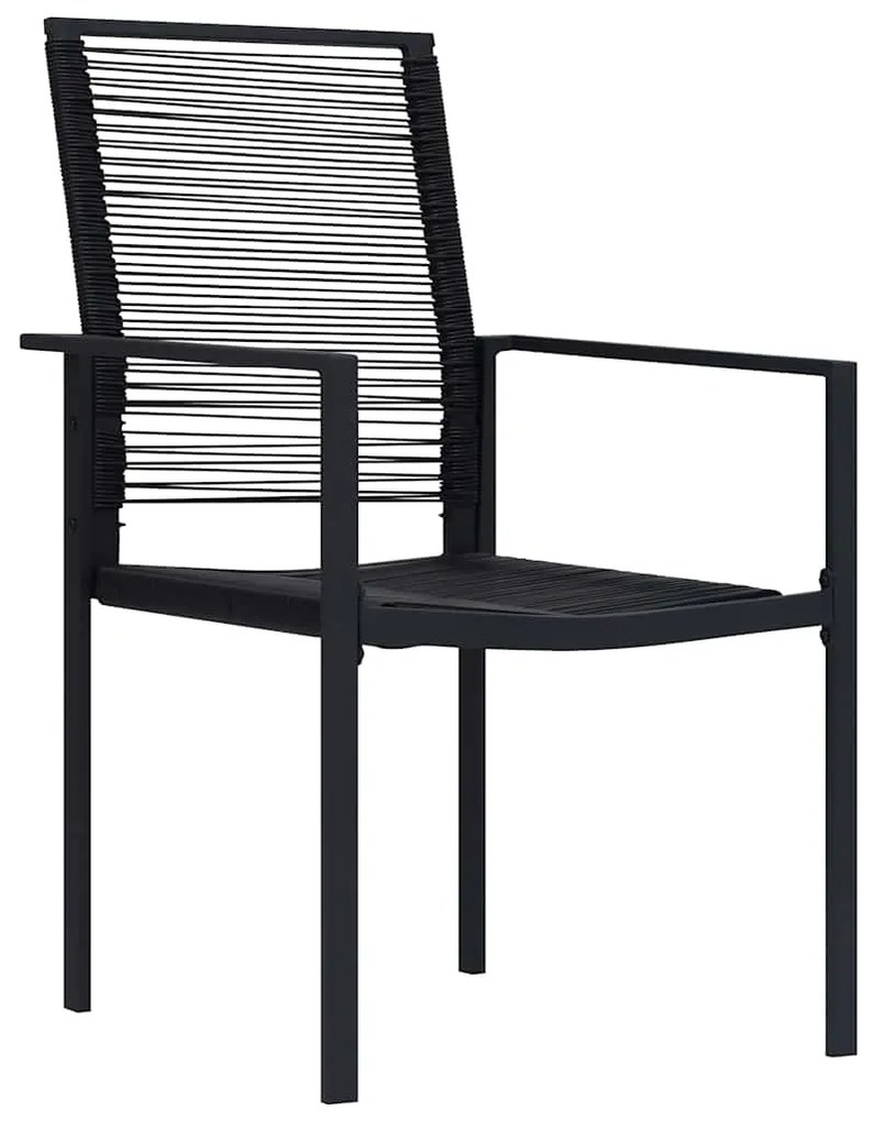 vidaXL Σέτ φαγητού για κήπο 3 pcs Μαύρο Χάλυβας με επίστρωση πούδρας