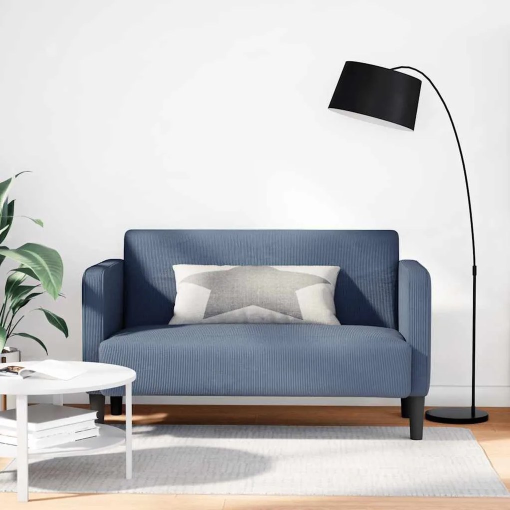 Καναπές Loveseat Μπλε 109 εκ. ύφασμα Corduroy - Μπλε