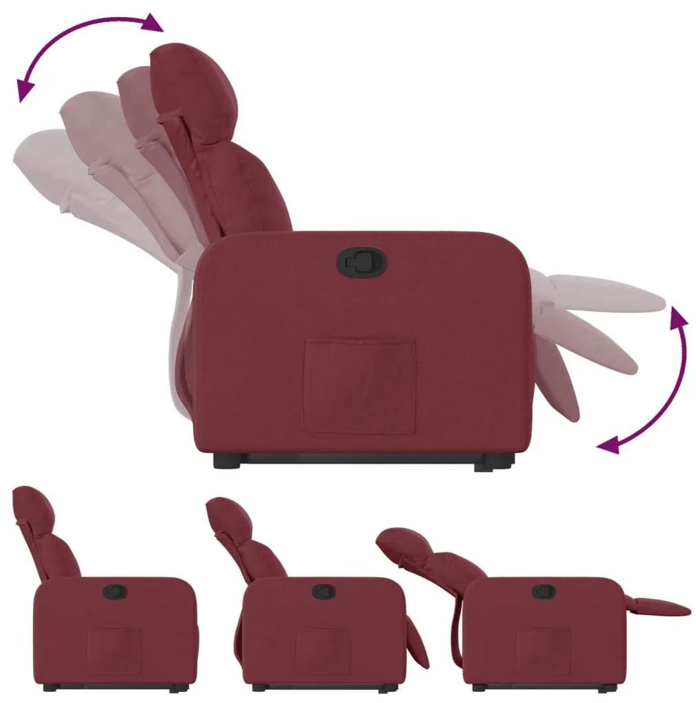 Πολυθρόνα Ανακλινόμενη με Ανύψωση Μπορντό Υφασμάτινη - Κόκκινο