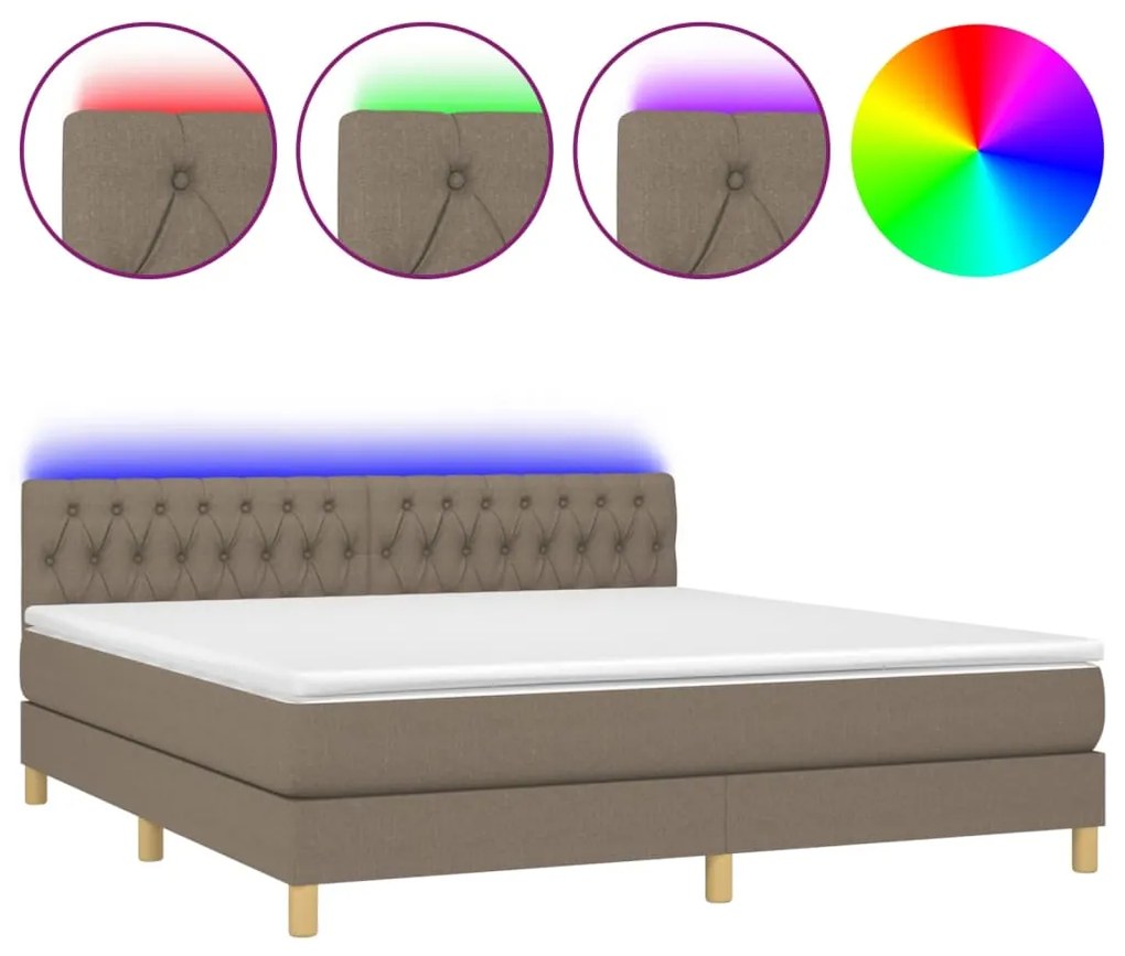 ΚΡΕΒΑΤΙ BOXSPRING ΜΕ ΣΤΡΩΜΑ &amp; LED TAUPE 180X200 ΕΚ. ΥΦΑΣΜΑΤΙΝΟ 3133977