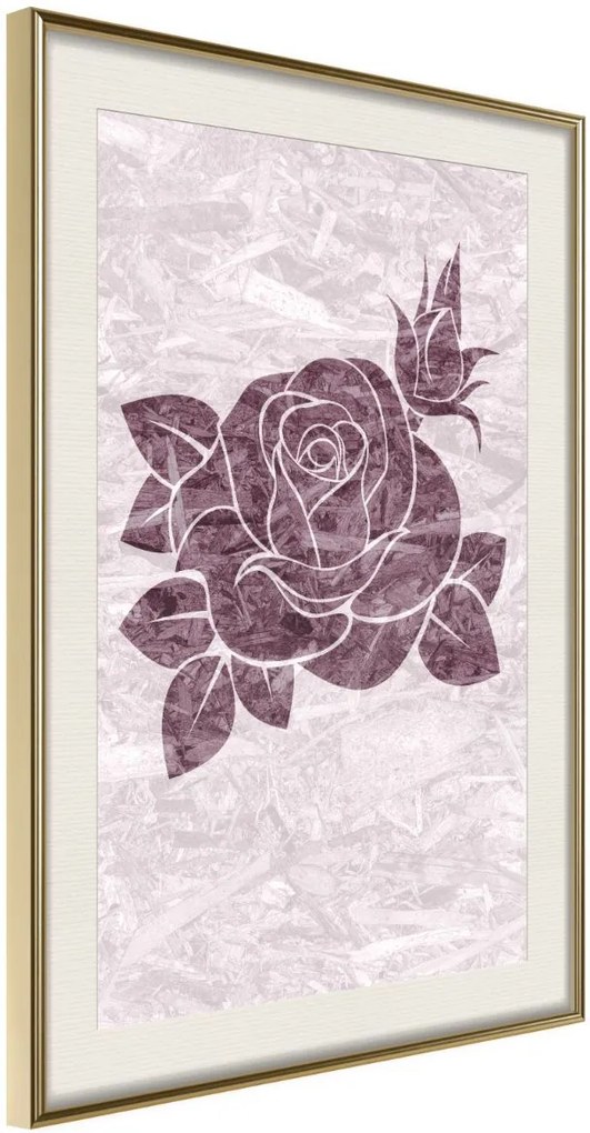 Αφίσα - Monochromatic Rose - 20x30 - Χρυσό - Με πασπαρτού