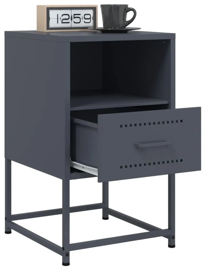 vidaXL Κομοδίνο Ανθρακί 36 x 39 x 60,5 εκ. Ατσάλινο